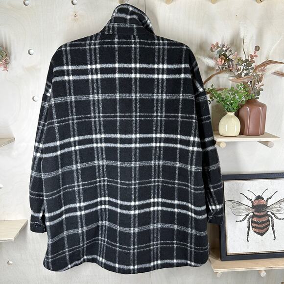 GIBSON LOOK Shacket Black Plaid SZ M Relaxed Fit Shirt Jacket - Picture 3 of 8